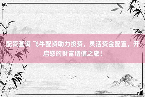 配资查询 飞牛配资助力投资，灵活资金配置，开启您的财富增值之旅！