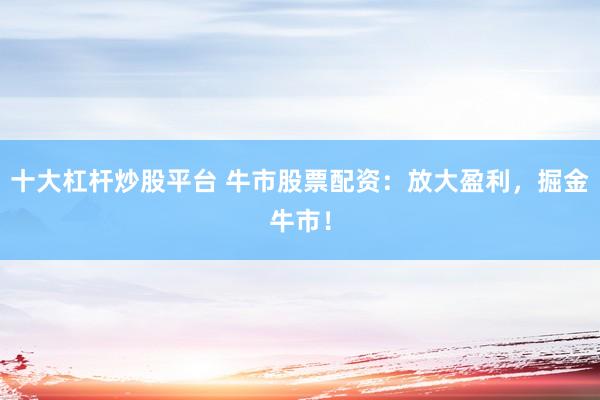 十大杠杆炒股平台 牛市股票配资：放大盈利，掘金牛市！