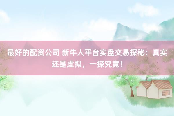 最好的配资公司 新牛人平台实盘交易探秘：真实还是虚拟，一探究竟！