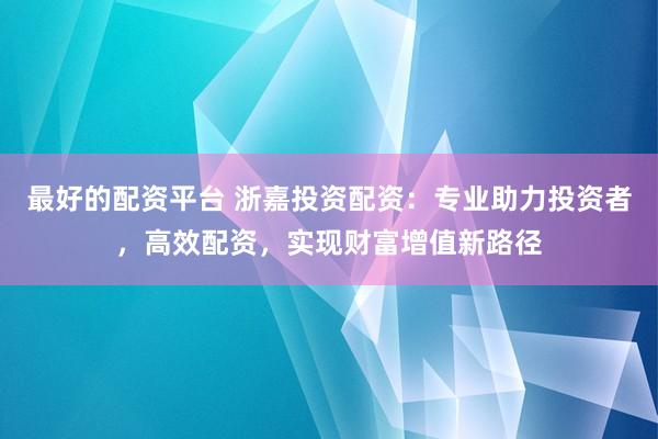 最好的配资平台 浙嘉投资配资：专业助力投资者，高效配资，实现财富增值新路径