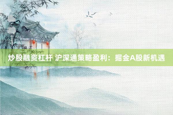炒股融资杠杆 沪深通策略盈利：掘金A股新机遇