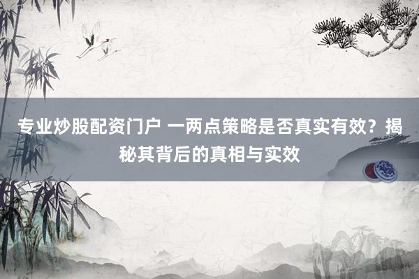 专业炒股配资门户 一两点策略是否真实有效？揭秘其背后的真相与实效