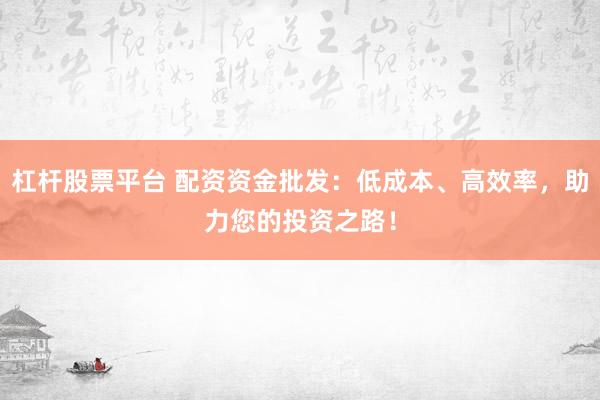 杠杆股票平台 配资资金批发：低成本、高效率，助力您的投资之路！