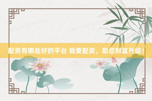 配资有哪些好的平台 我要配资，助您财富升级！
