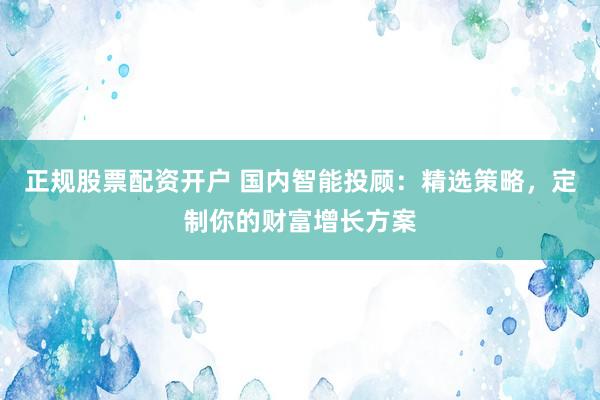 正规股票配资开户 国内智能投顾：精选策略，定制你的财富增长方案