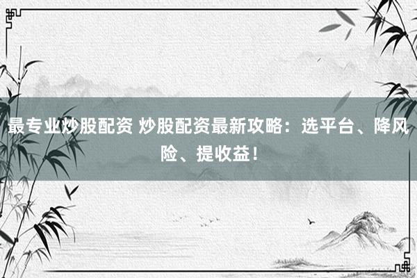 最专业炒股配资 炒股配资最新攻略：选平台、降风险、提收益！