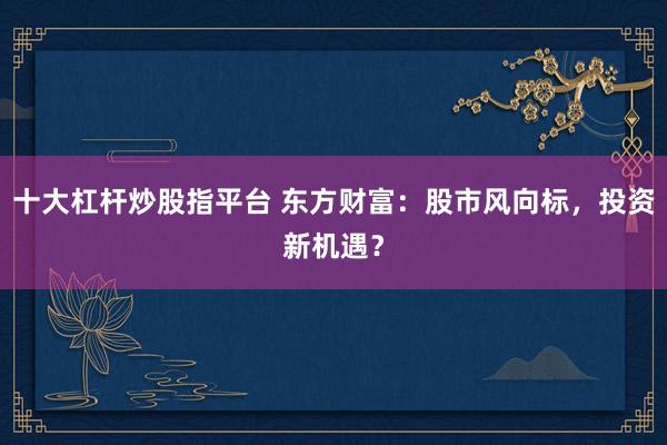 十大杠杆炒股指平台 东方财富：股市风向标，投资新机遇？