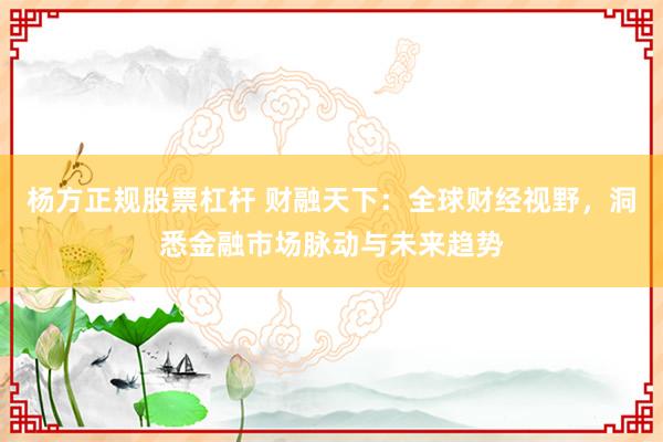 杨方正规股票杠杆 财融天下：全球财经视野，洞悉金融市场脉动与未来趋势