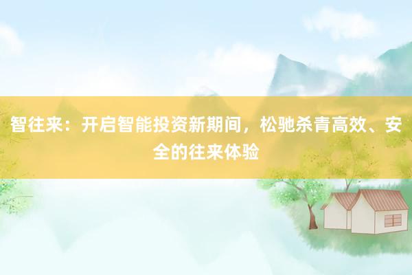 智往来：开启智能投资新期间，松驰杀青高效、安全的往来体验