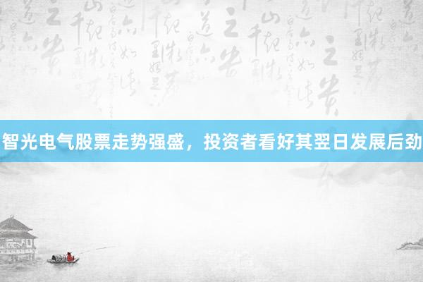 智光电气股票走势强盛，投资者看好其翌日发展后劲