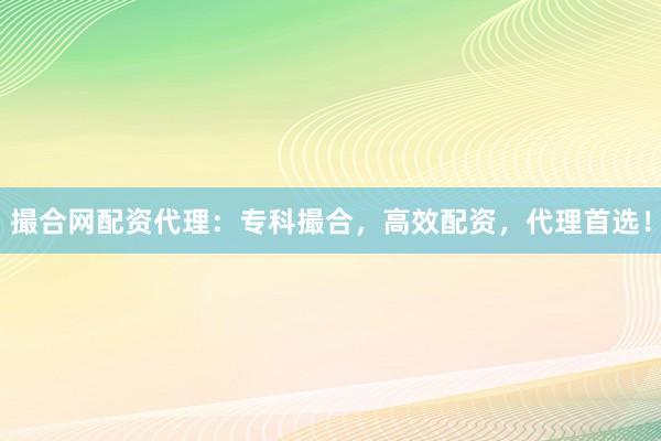 撮合网配资代理：专科撮合，高效配资，代理首选！