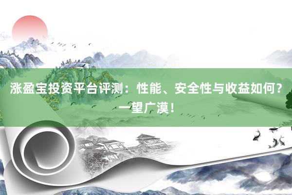 涨盈宝投资平台评测：性能、安全性与收益如何？一望广漠！
