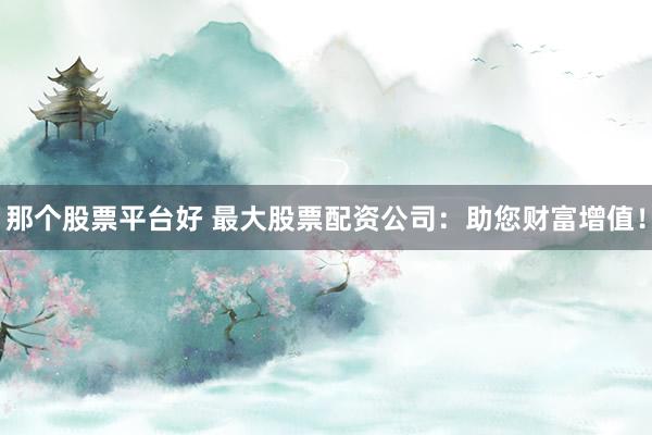 那个股票平台好 最大股票配资公司：助您财富增值！