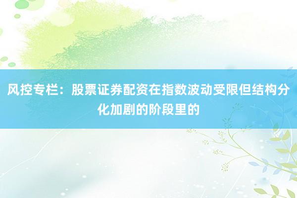 风控专栏：股票证券配资在指数波动受限但结构分化加剧的阶段里的