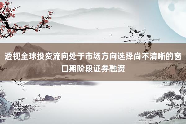 透视全球投资流向处于市场方向选择尚不清晰的窗口期阶段证券融资