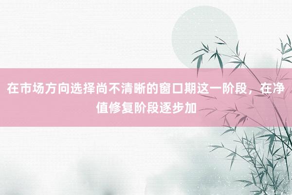 在市场方向选择尚不清晰的窗口期这一阶段，在净值修复阶段逐步加