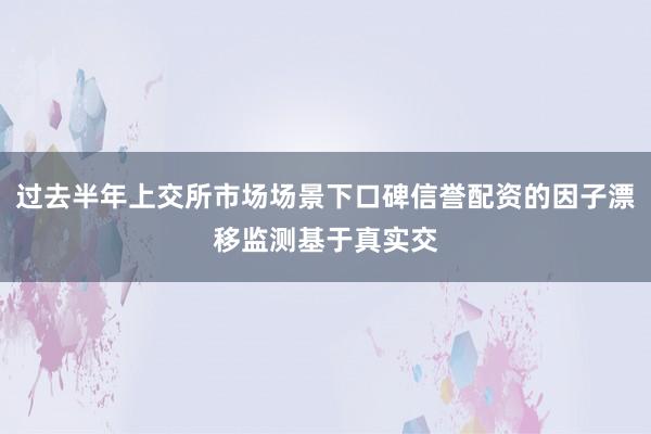 过去半年上交所市场场景下口碑信誉配资的因子漂移监测基于真实交