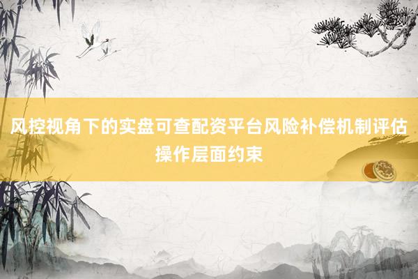 风控视角下的实盘可查配资平台风险补偿机制评估操作层面约束