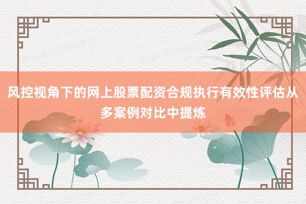 风控视角下的网上股票配资合规执行有效性评估从多案例对比中提炼