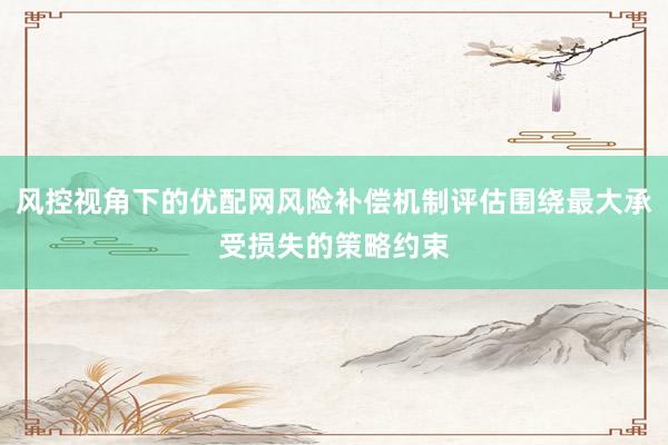 风控视角下的优配网风险补偿机制评估围绕最大承受损失的策略约束