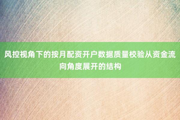 风控视角下的按月配资开户数据质量校验从资金流向角度展开的结构
